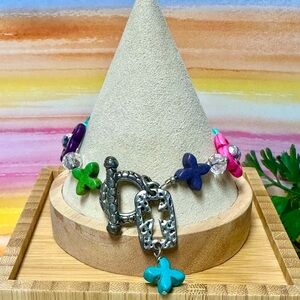 Faux stone “cross” theme bracelet